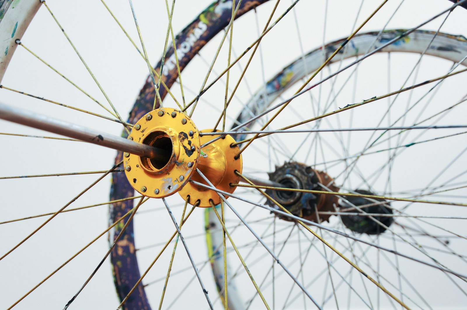 Three Bicycle Wheels, 2016. Detail.